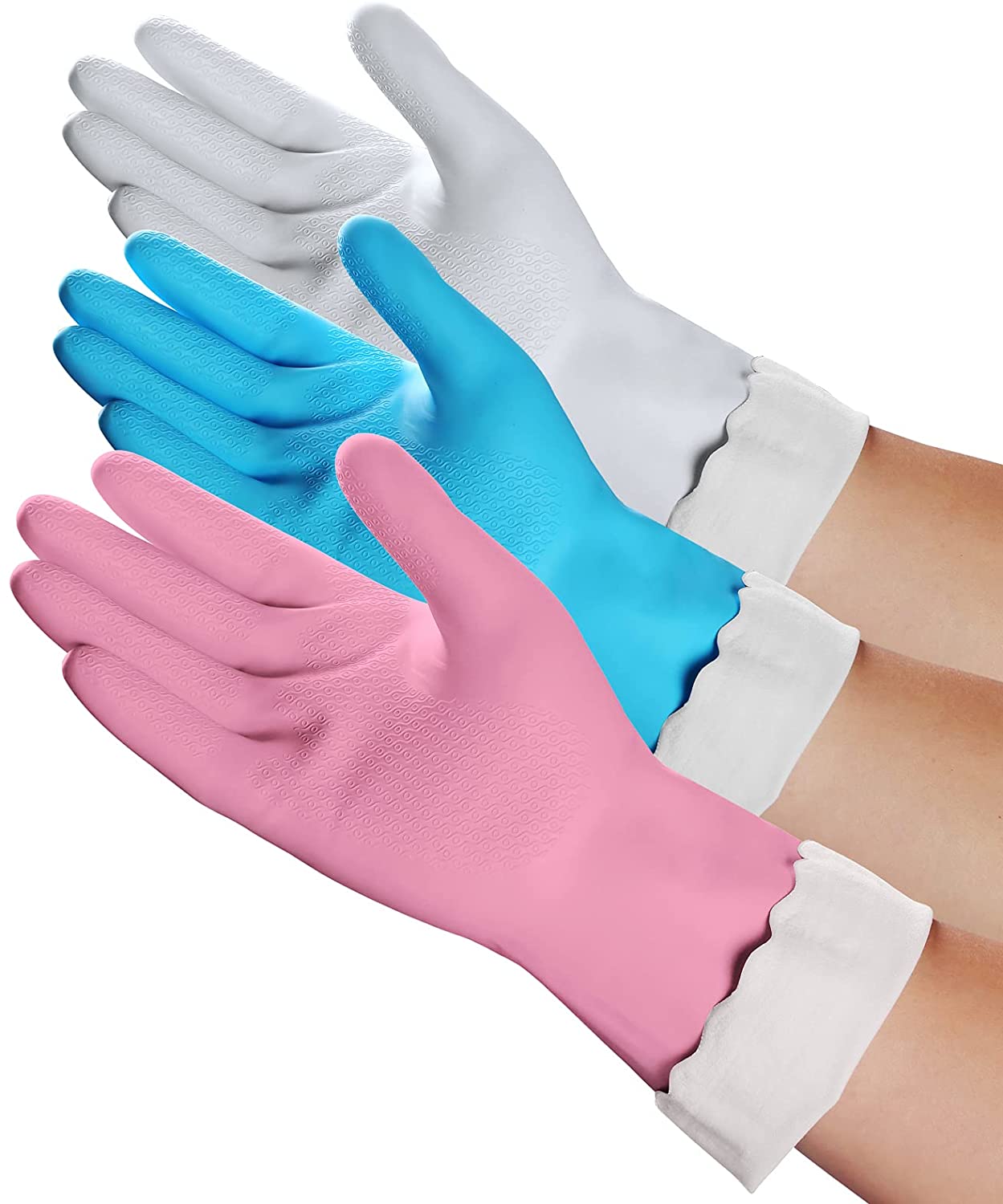 Household Cleaning Gloves - Reusable Kitchen Dishwashing Gloves with Latex free